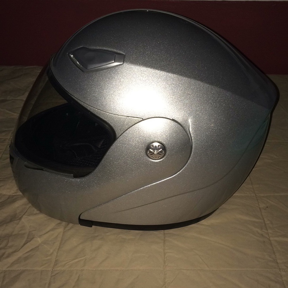 Motorcycle helmet and Harley Davidson gloves